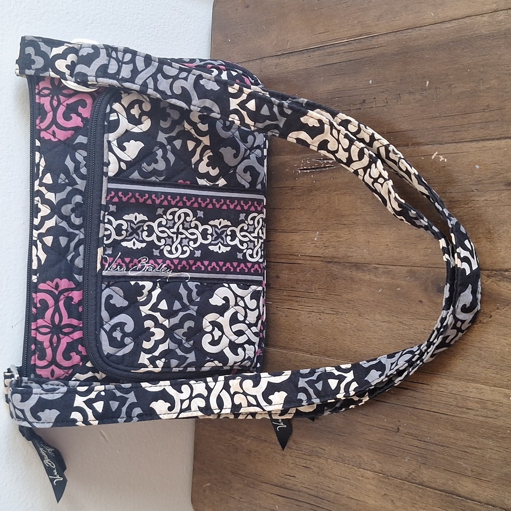 Vera Bradley Scroll Medallion Little Crossbody Bag Retired Pattern Black Purple